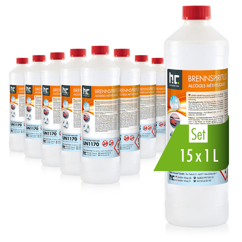 1 L Höfer Chemie®  Brennspiritus 94% in Flaschen