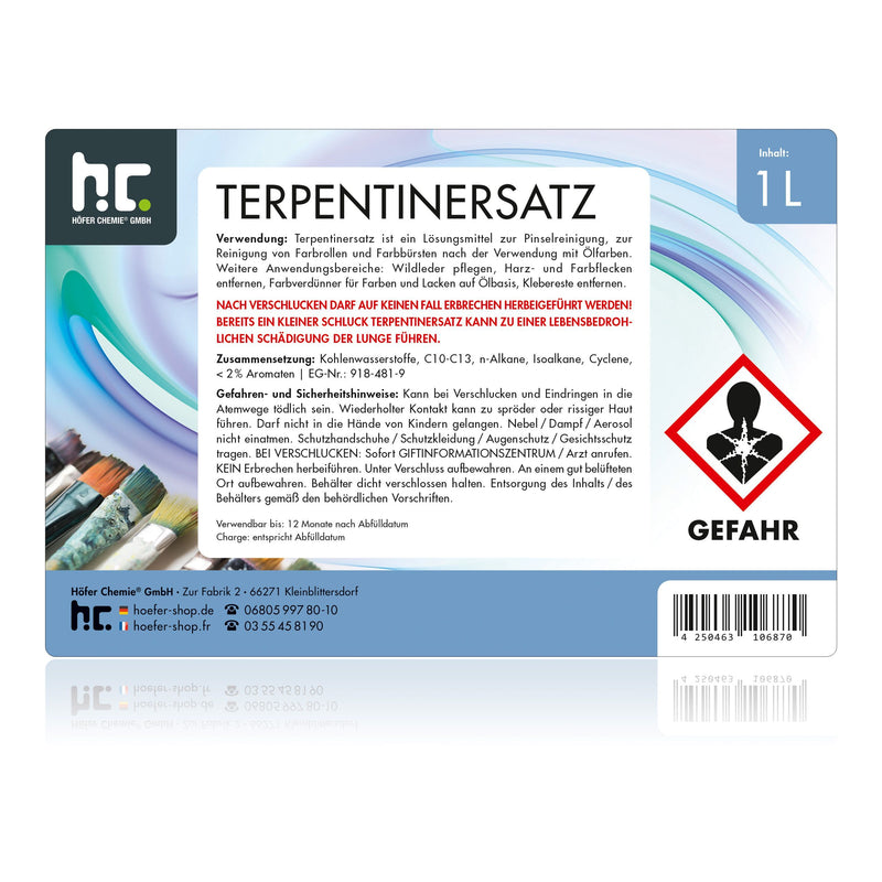 1 L Höfer Chemie® terpentijnvervanger in flessen