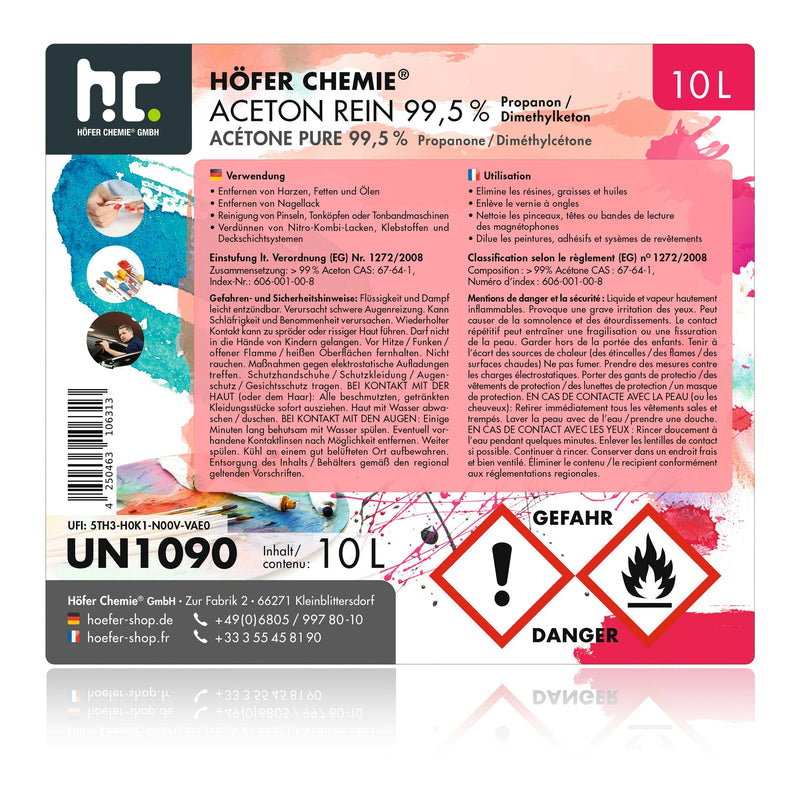 Acétone pur 99,5% Höfer Chemie® en bidon de 10 L