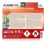 10 L FLAMBIOL® bio-ethanol 100% hoge zuiverheid in jerrycan