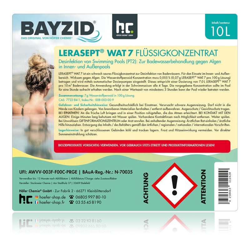 10 L Lerasept® WAT 7 Aktivsauerstoff für Pool und Whirlpool in Kanister