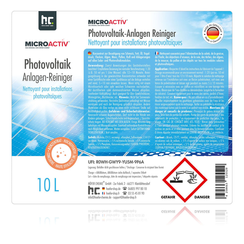 10 L Microactiv® Photovoltaik Anlagen Reiniger in Kanister