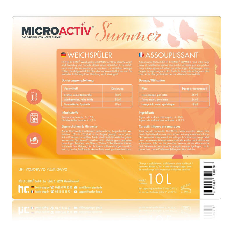 10 L Microactiv® Weichspüler Summer - Höfer Chemie GmbH