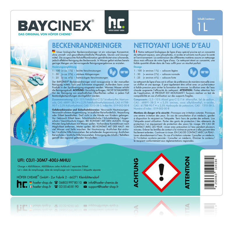 1 L BAYCINEX® zwembadrandreiniger in flessen