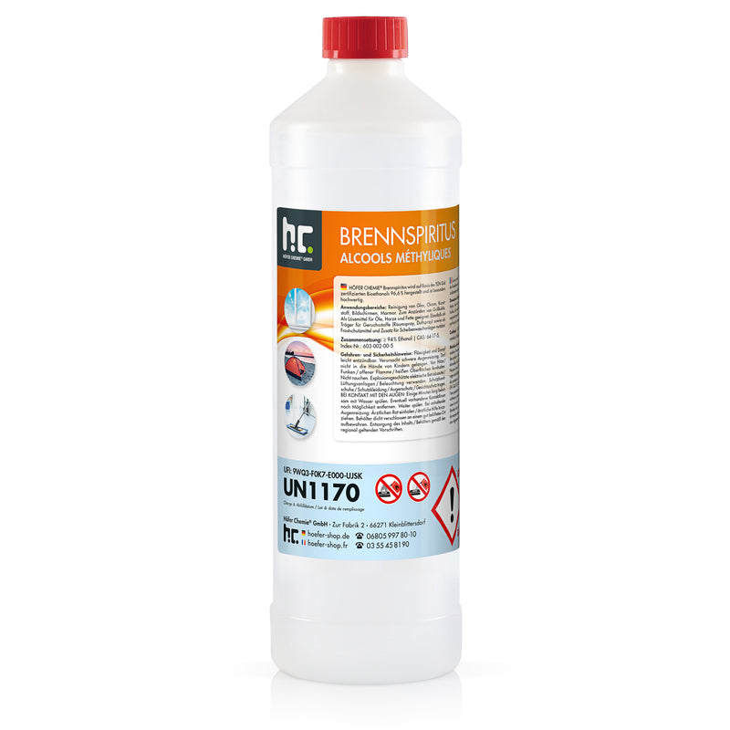 1 L Höfer Chemie®  Brennspiritus 94% in Flaschen