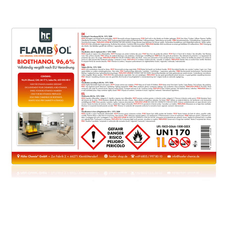 6 x 1 L Probierset FLAMBIOL® Bioethanol