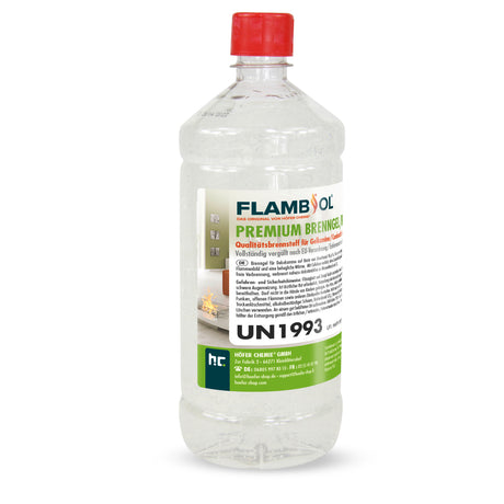 1 L FLAMBIOL® Premium Brenngel aus Bioethanol für Tischfeuer in Flaschen - Höfer Chemie GmbH