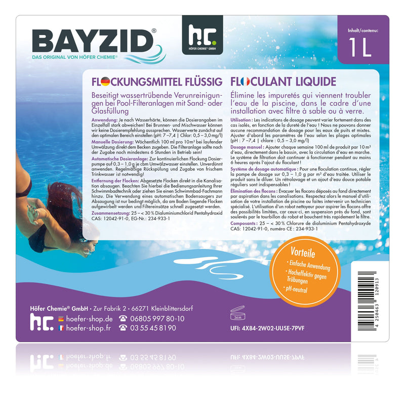 1 L BAYZID® Flockungsmittel flüssig für Pools in Flaschen