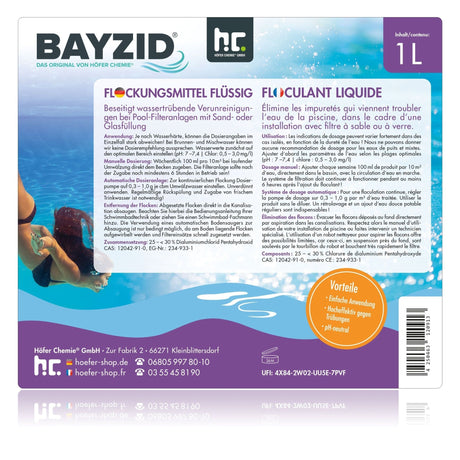 1 L BAYZID® Flockungsmittel flüssig für Pools in Flaschen - Höfer Chemie GmbH