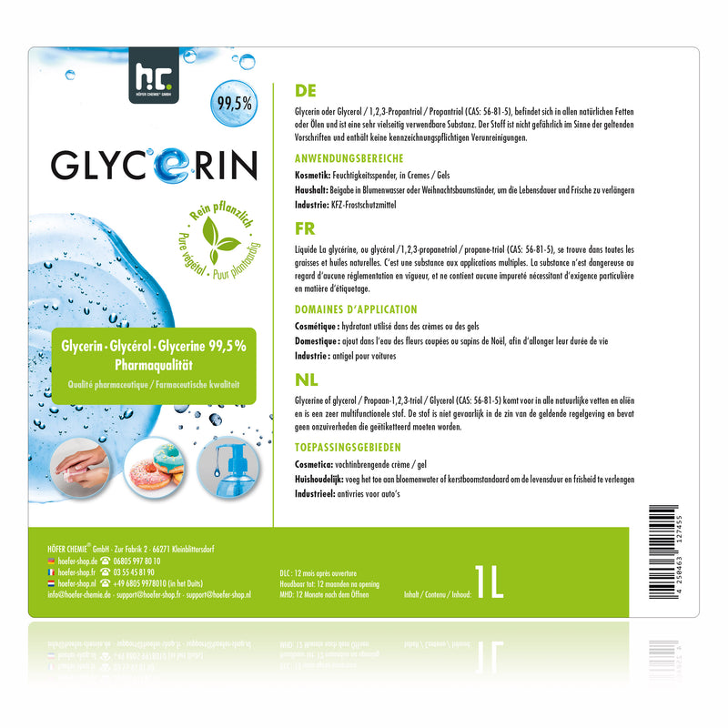 Kit de 1 L de propylène glycol et 1 L de glycérine de qualité pharmaceutique