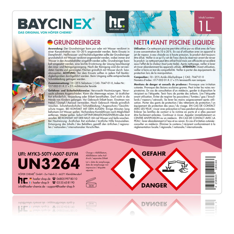 1 L BAYCINEX® basisreiniger voor zwembaden in flessen