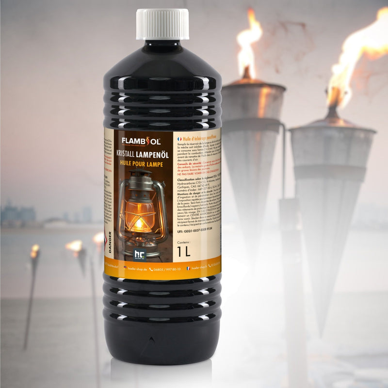 1 L FLAMBIOL® Lampenöl Hochrein Kristallklar in Flaschen - Höfer Chemie GmbH