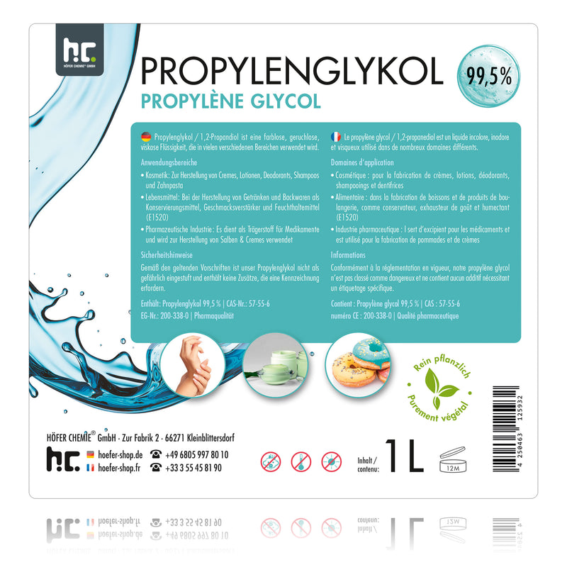 Set 1 L propyleenglycol en 1 L glycerine van farmaceutische kwaliteit