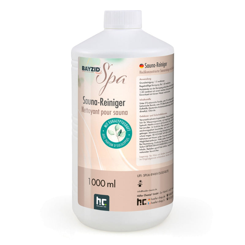 1 L BAYZID® SPA Saunareiniger mit Eukalyptusduft - hochkonzentriertes Reinigungsmittel - Höfer Chemie GmbH
