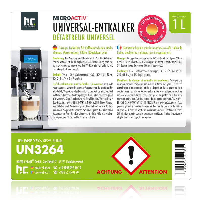 Détartrant universel Microactiv® avec indicateur de couleur en bouteille de 1 L