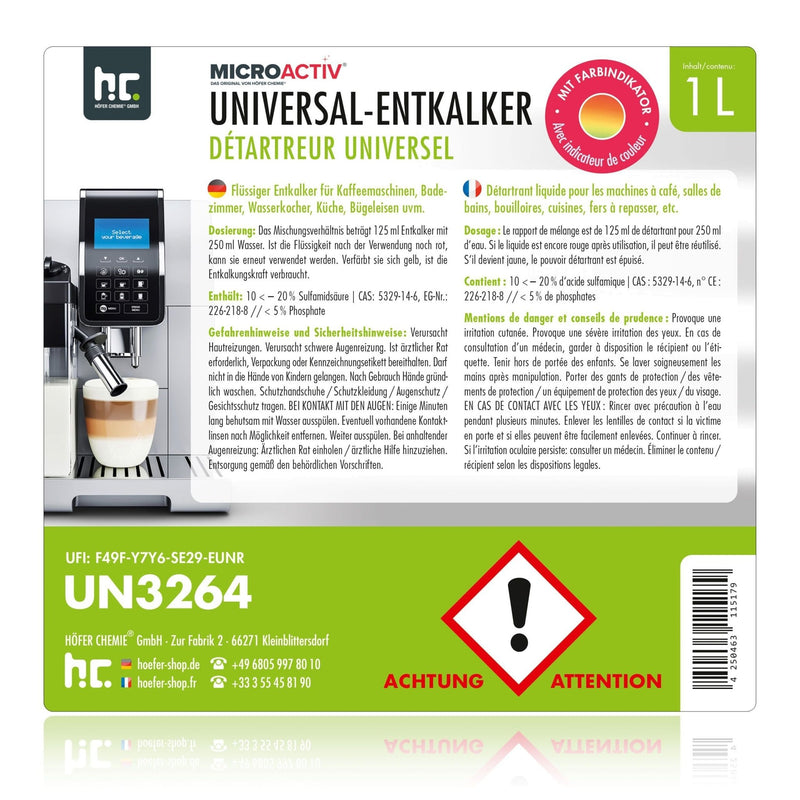 1 L Microactiv® Universal Entkalker mit Farbindikator - Höfer Chemie GmbH
