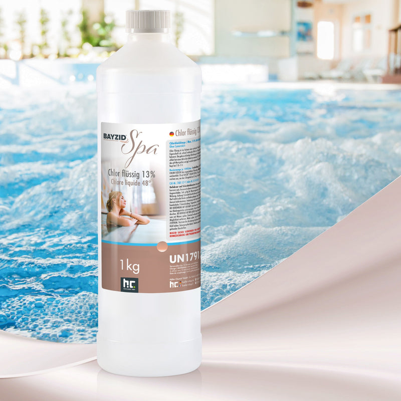 chlore liquide BAYZID® SPA pour spas et pataugeoires en bouteille de 1 KG