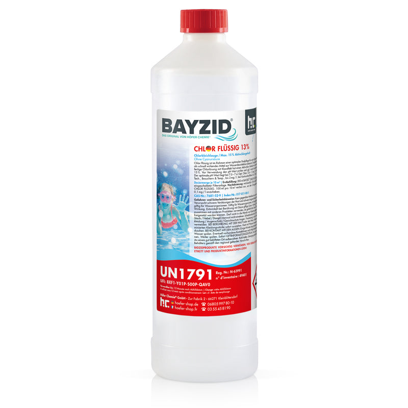 Chlore liquide 48° Bayzid® en bouteille de 1 KG