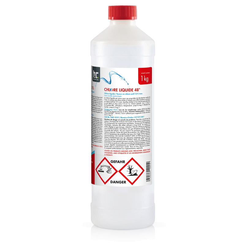 Chlore liquide 48° Bayzid® en bouteille de 1 KG