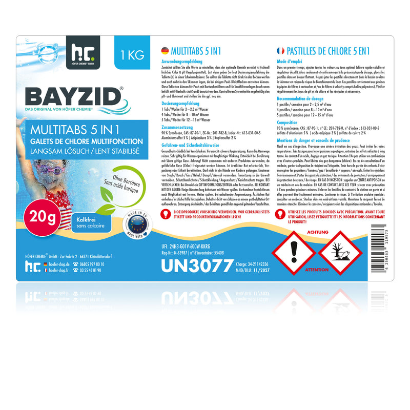 1 kg BAYZID® Multitabs 20g 5in1 für Pools