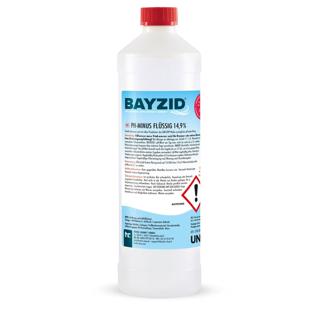 1 kg BAYZID® pH Minus flüssig 14,9% für Pools in Flaschen - Höfer Chemie GmbH