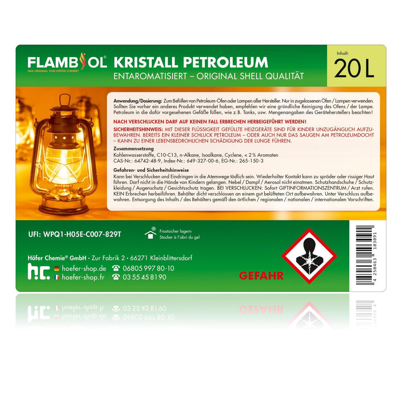 20 L FLAMBIOL® Petroleum Heizöl in Kanistern - Höfer Chemie GmbH