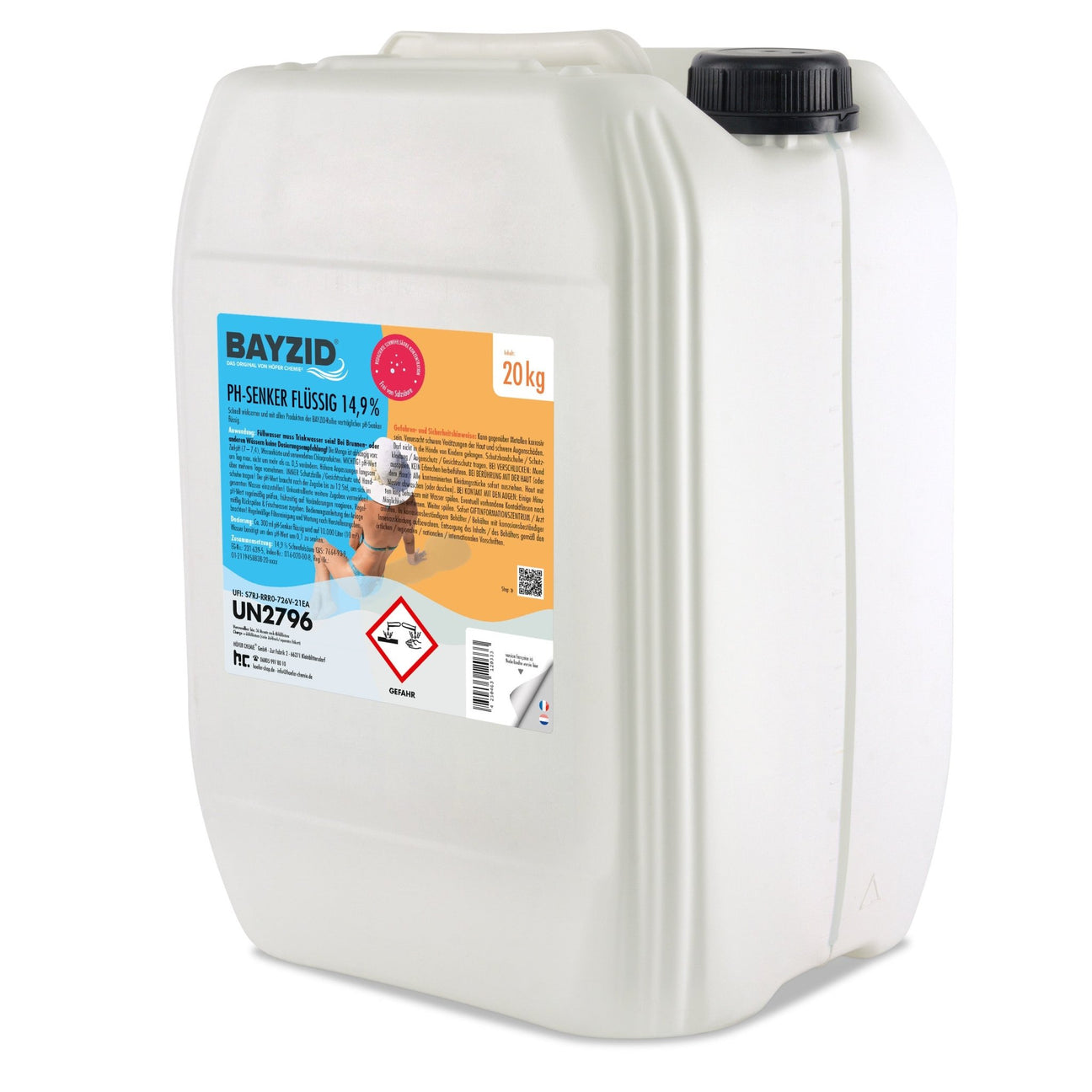 20 kg BAYZID® pH Minus flüssig 14,9% in Kanister - Höfer Chemie GmbH