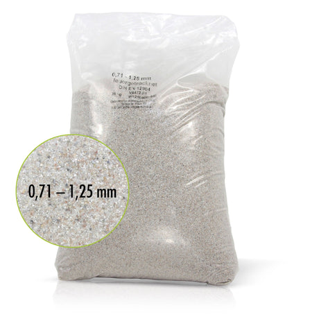 25 kg Premium Quarzsand Filtersand 0,71 - 1,25 mm - Höfer Chemie GmbH