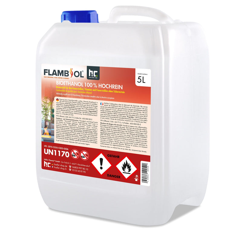 5 L FLAMBIOL® Bioethanol Hochrein 100 % rauch- und rußfrei in Kanistern