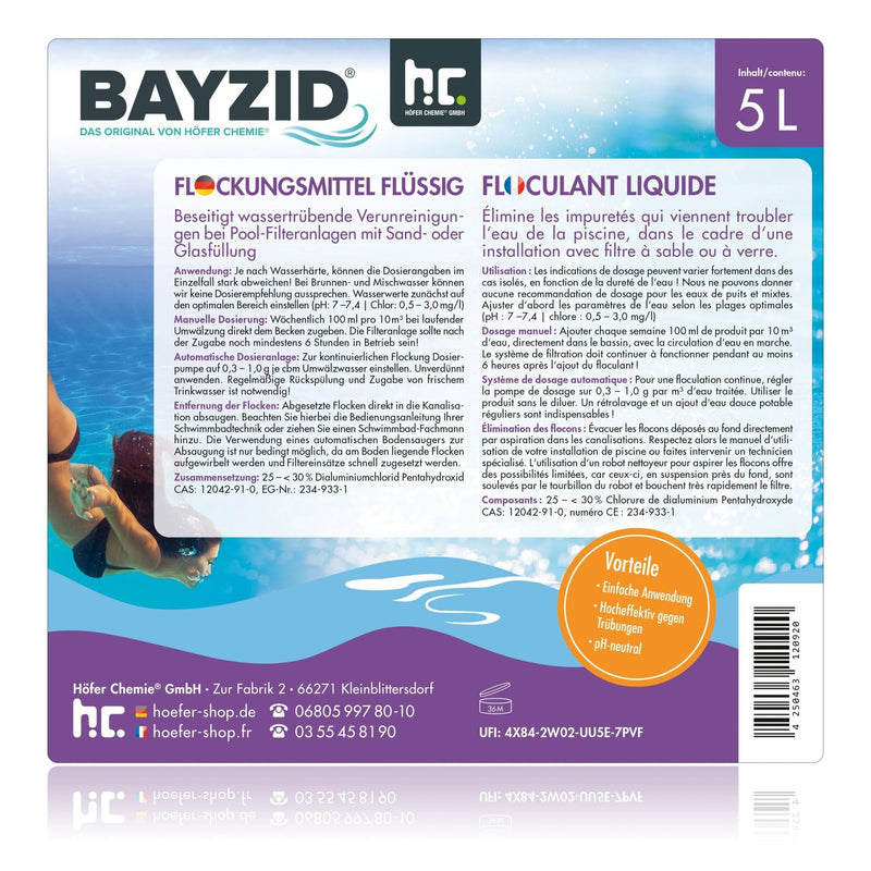 5 L BAYZID® Flockungsmittel flüssig für Pools im Kanister - Höfer Chemie GmbH