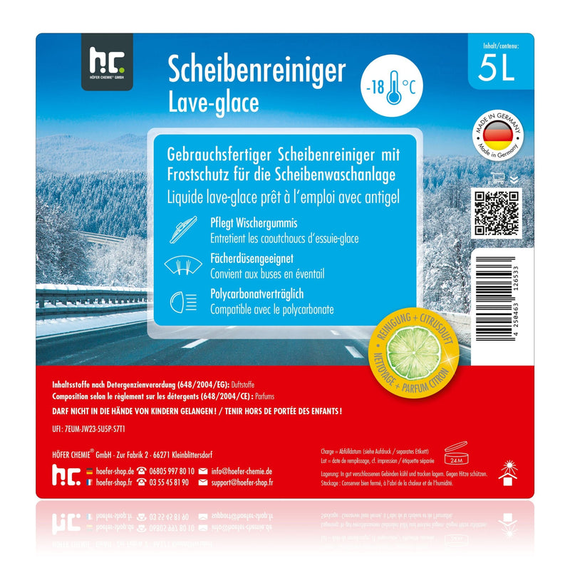 5 L Premium Scheiben Frostschutz - 18 Grad anwendungsfertig - Höfer Chemie GmbH