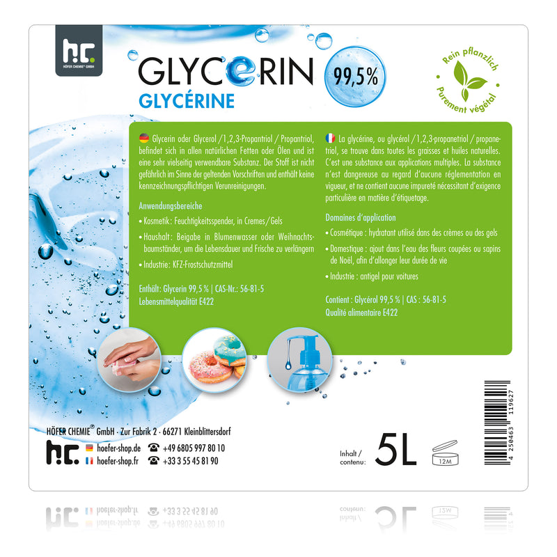 Set 5L Propyleenglycol 99,5% + 5L Glycerine 99,5%