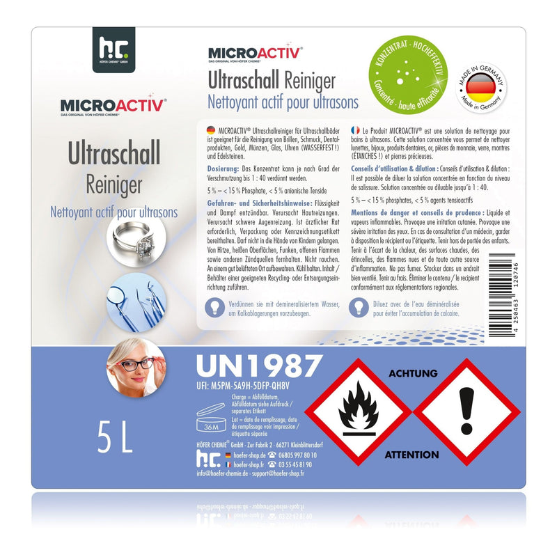 5 L Microactiv® Ultraschallreiniger Flüssig - Konzentrat für Ultraschallbad - Höfer Chemie GmbH