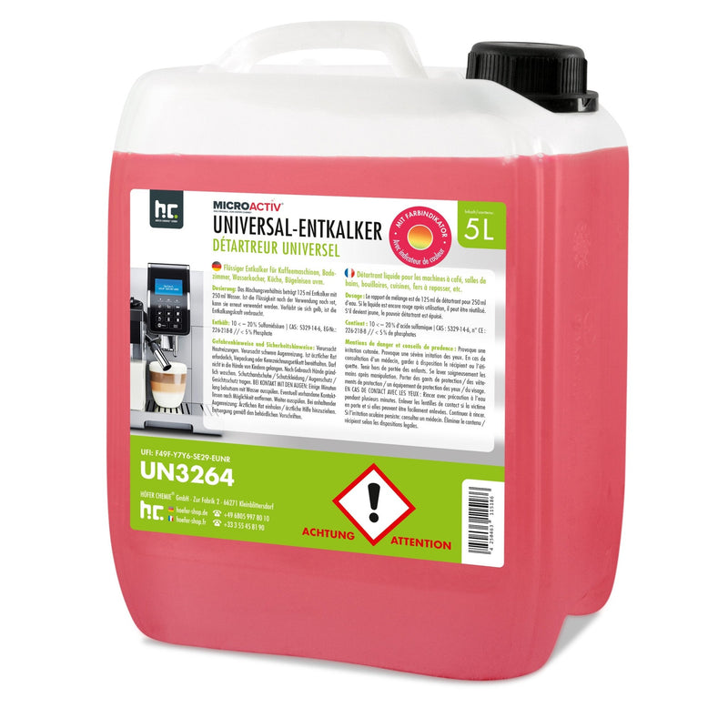 5 L Microactiv® Universal Entkalker mit Farbindikator für Kaffeevollautomaten im Kanister - Höfer Chemie GmbH