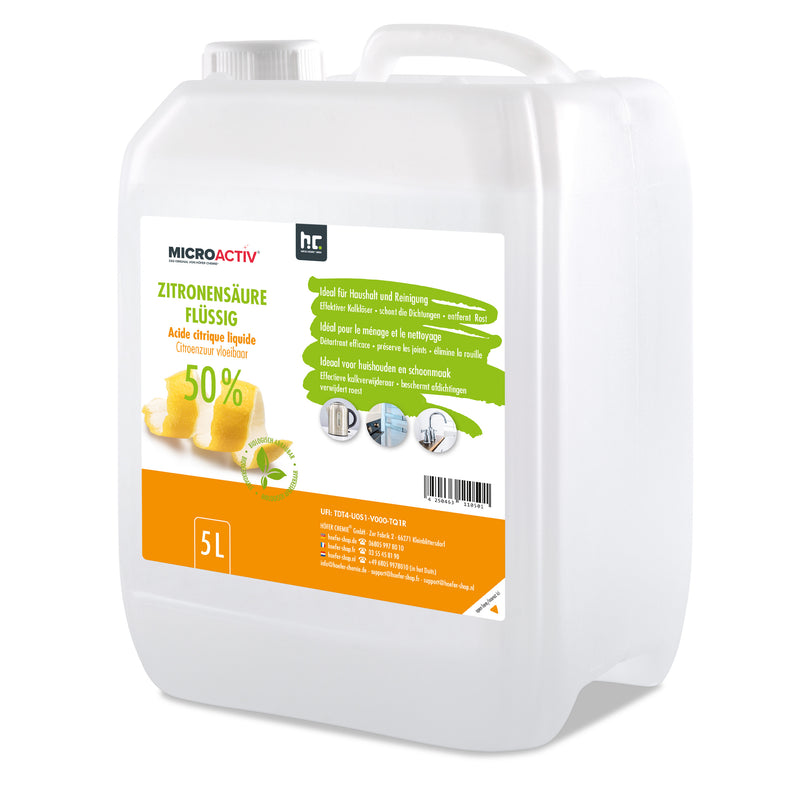 5 L Microactiv® Zitronensäure 50% flüssig Entkalker in Kanister