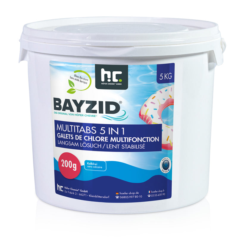 5 kg BAYZID® Multitabs 200g 5in1 für Pools in Eimer