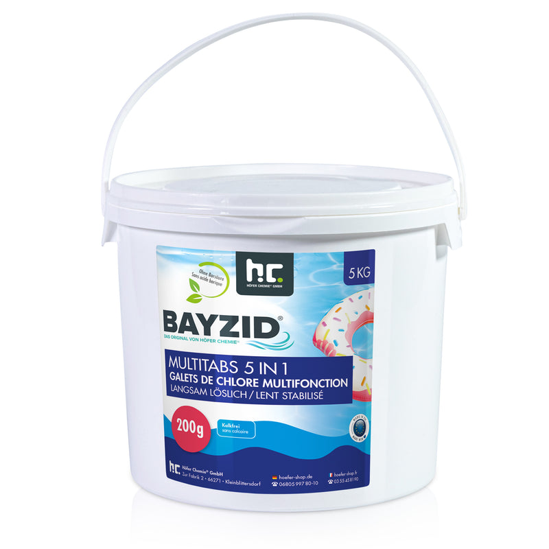 5 kg BAYZID® Multitabs 200g 5in1 für Pools in Eimer