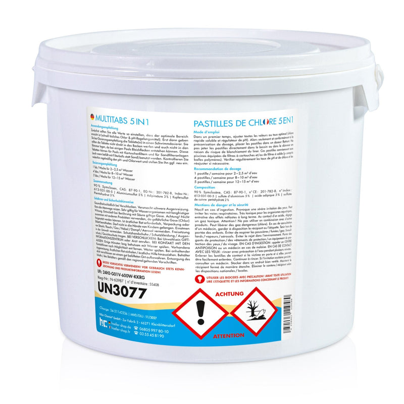 5 kg BAYZID® Multitabs 20g 5in1 für Pools in Eimer - Höfer Chemie GmbH
