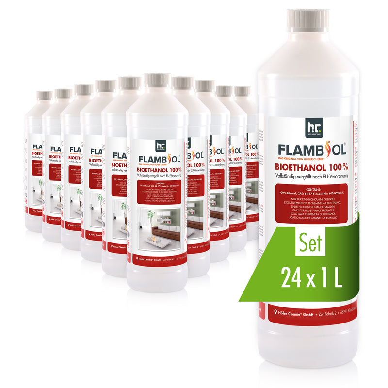 1 L FLAMBIOL® bio-ethanol hoge zuiverheid 100% in flessen voor roestvrijstalen tafelhaarden