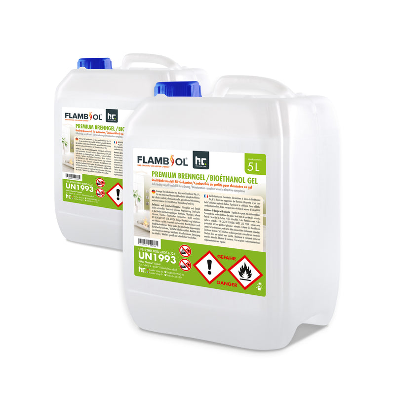 Bioéthanol premium en gel FLAMBIOL® en bidon de 5 L