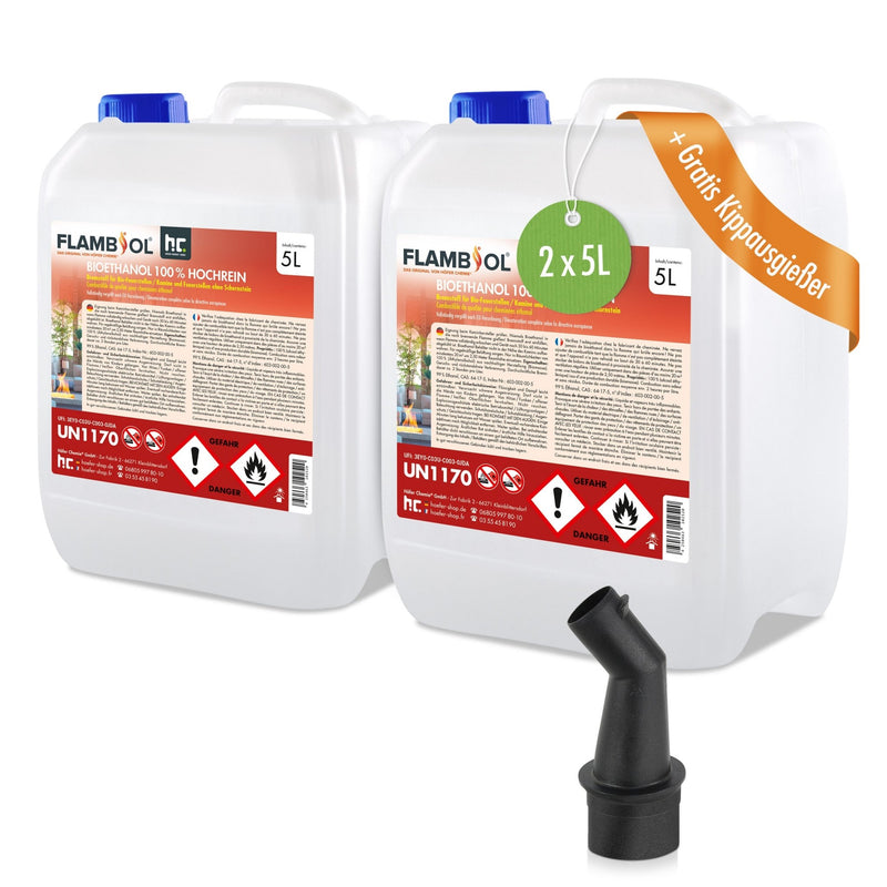 5 L FLAMBIOL® Bioethanol Hochrein 100 % rauch- und rußfrei in Kanistern - Höfer Chemie GmbH