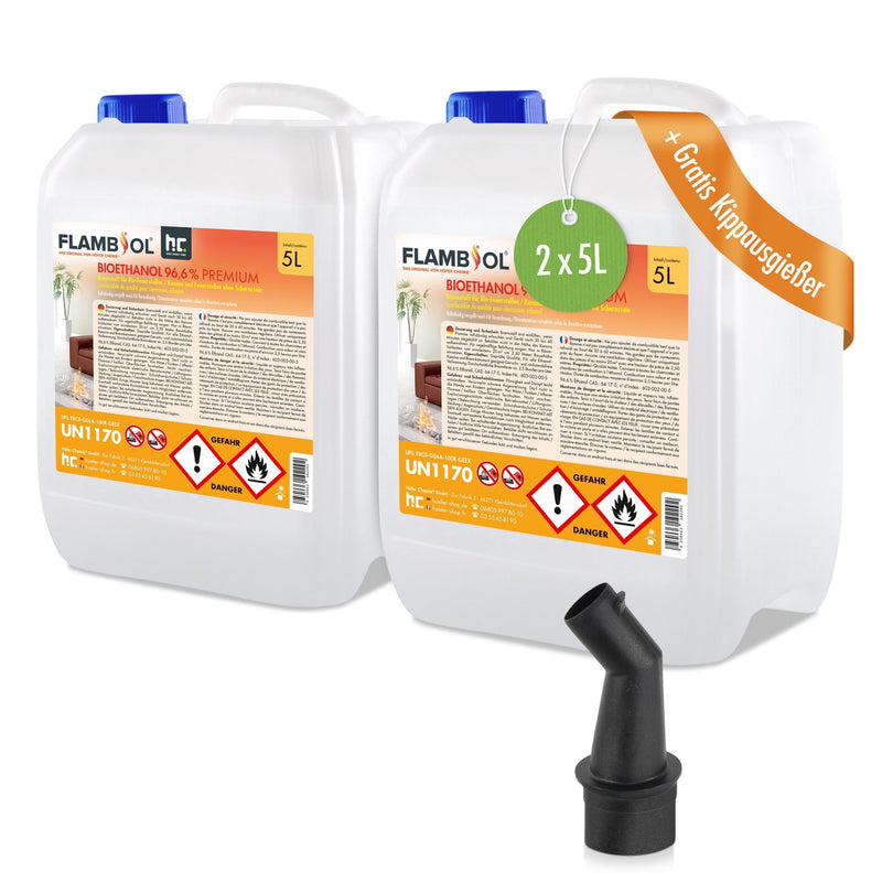 5 L FLAMBIOL® Bioethanol 96,6% Premium für Ethanol-Brenner oder Kamine - Höfer Chemie GmbH
