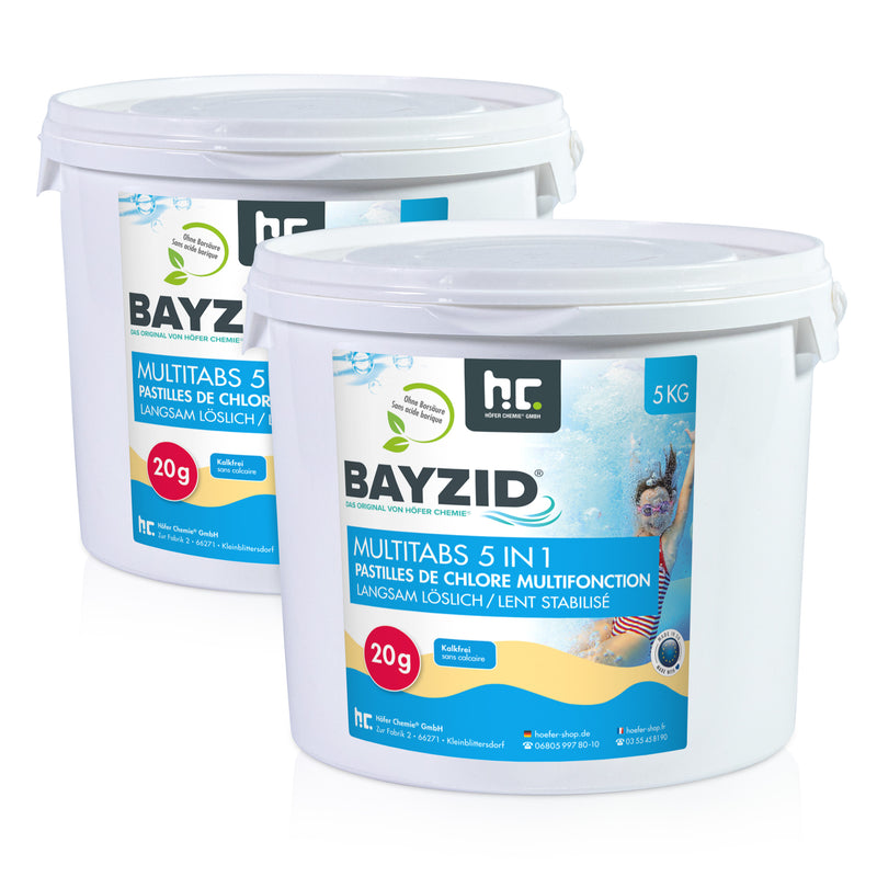 5 Kg Pastilles de chlore multifonction 5en1 Bayzid® de 20g en seau