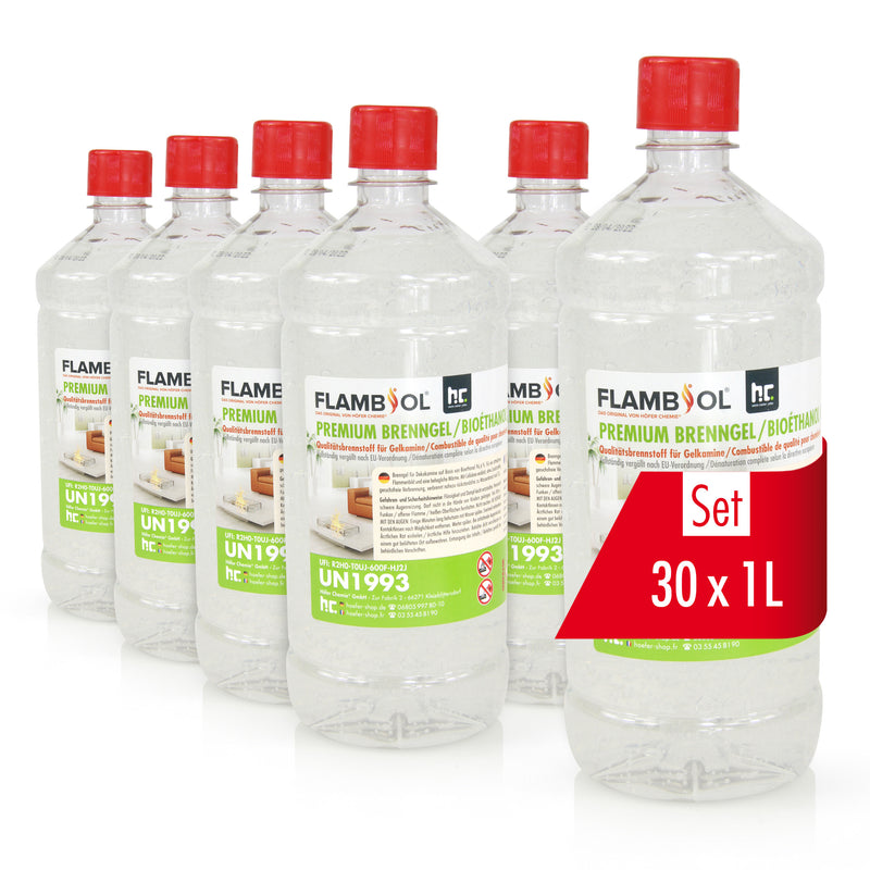 1 L FLAMBIOL® Premium Brenngel aus Bioethanol für Tischfeuer in Flaschen