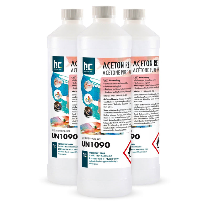 1 L Höfer Chemie® Aceton rein 99,5% in Flaschen - Höfer Chemie GmbH