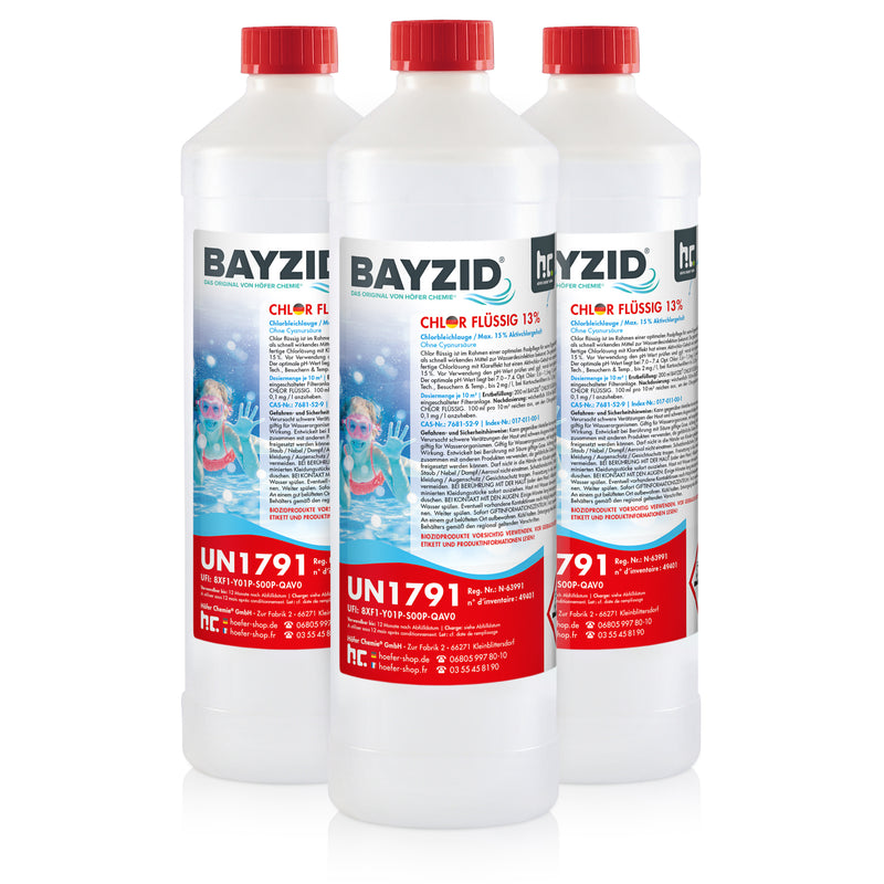 Chlore liquide 48° Bayzid® en bouteille de 1 KG