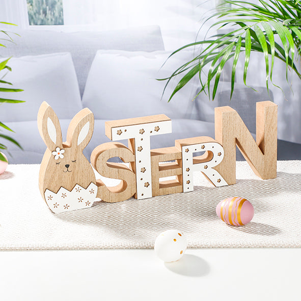 Osterdeko Schriftzug aus Holz Ostern