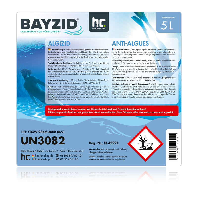 5 L BAYZID® Algizid Algenverhütung für Pools im Kanister - Höfer Chemie GmbH