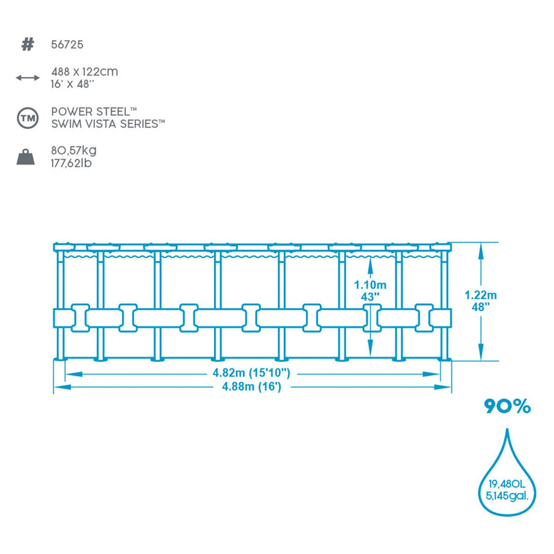 Power Steel™ Swim Vista Series™ II Frame Pool Set 4,88 m x 1,22 m Holzoptik