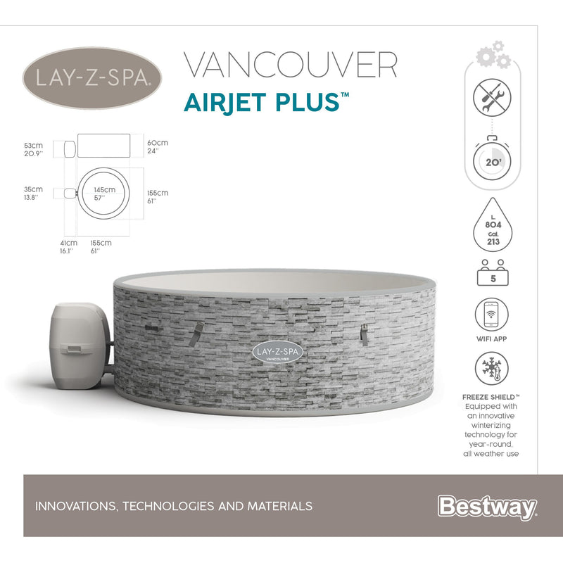 LAY-Z-SPA® WLAN-Whirlpool Vancouver AirJet Plus™ 155 x 60 cm